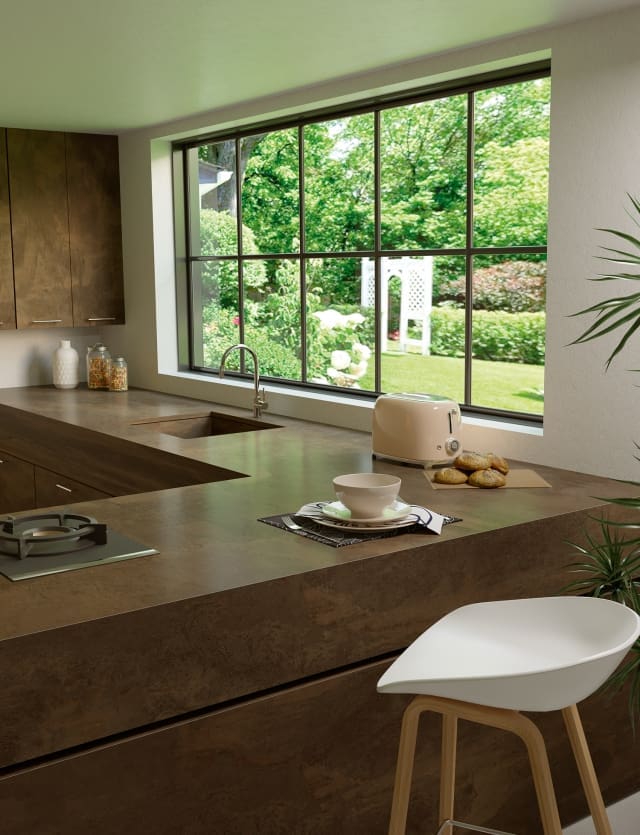 L shaped kitchen worktop made with premium quartz. Best kitchen worktops in Bristol.