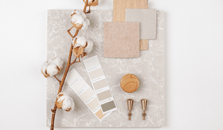 worktop sample board paired with different colours and textures.